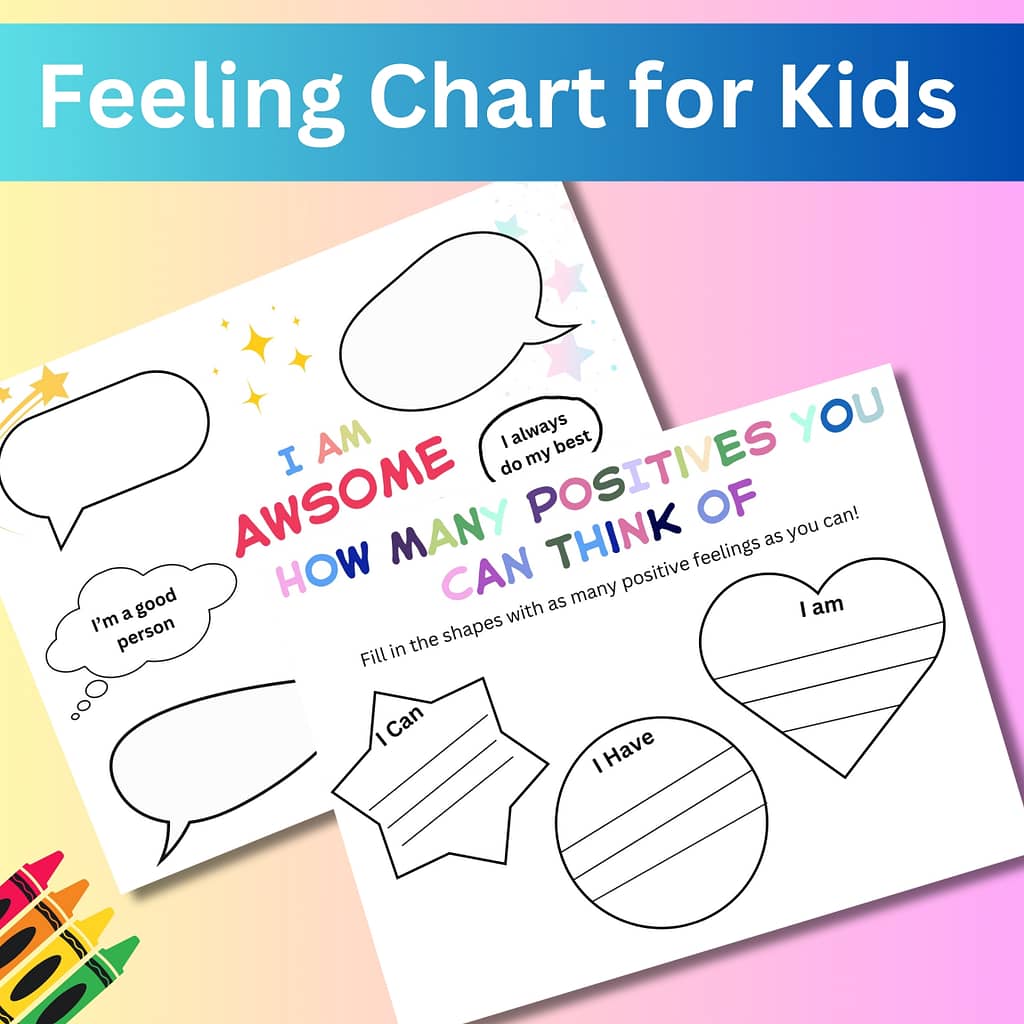 feelings chart for kids and positiive affirmations affirmations for kids
