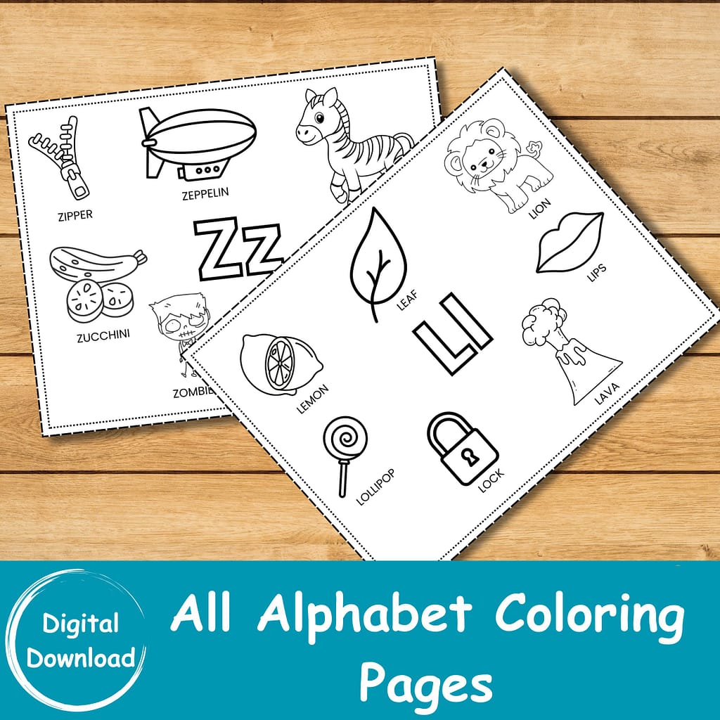 Alphabet coloring Book, ABC learning, Kids coloring pages, Educational fun, Classroom activity, Homeschool resource