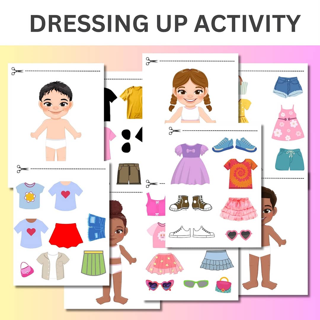 Dressing activity for preschoolers Fine motor skills Hands-on activity preschool worksheets