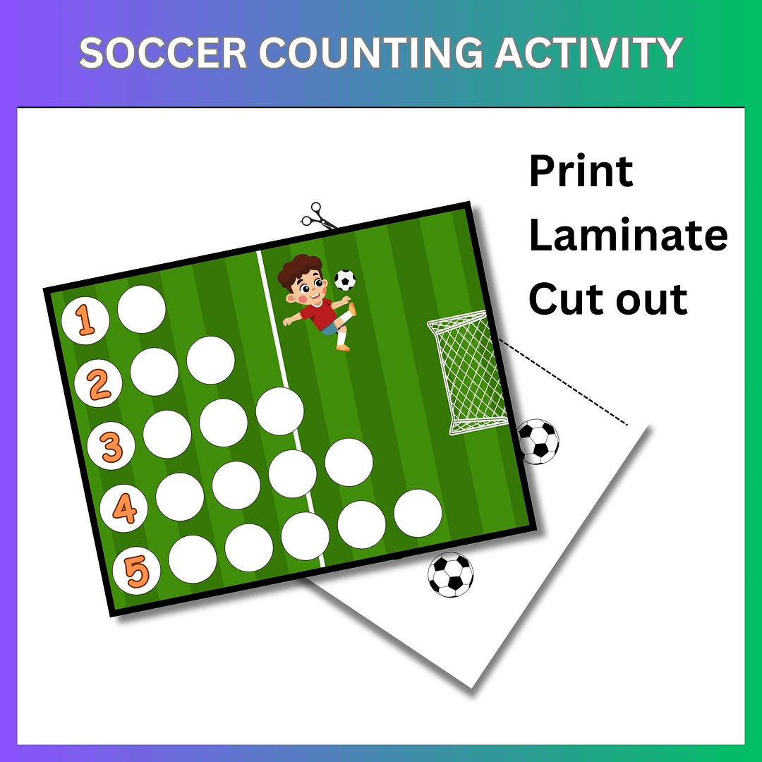 Soccer Counting Activity Preschool Learning Counting Skills Fine Motor Skills Early Childhood Education